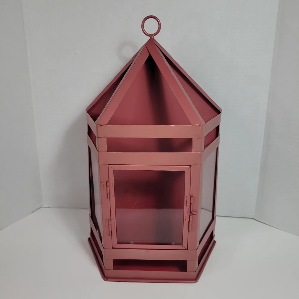 Charming Extra Large Metal and Glass Vintage Lantern Wall Sconce Rare